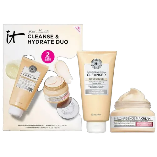 مجموعة IT Cosmetics الثنائية للتنظيف والترطيب