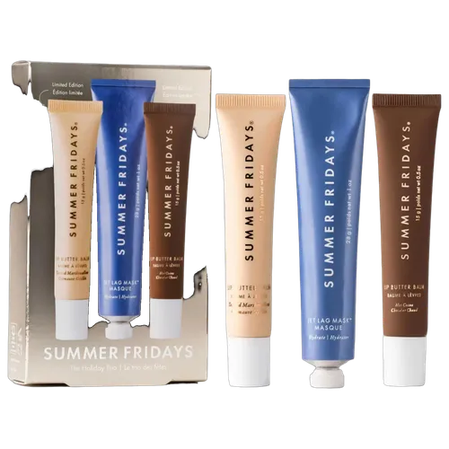 مجموعة Summer Fridays الثلاثية للعطلات مع مرطب شفاه بنكهة الكاكاو الساخن والمارشميلو المحمص